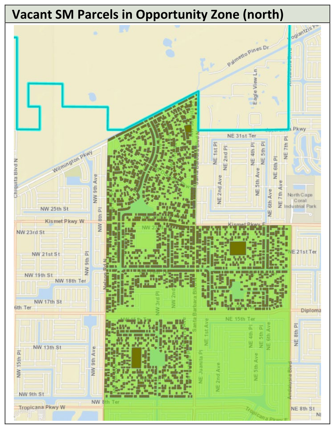 Vacant SM parcels in OZ map